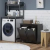 Homcom Dual Tilt Out Laundry Hamper Cabinet, Bathroom Storage Cabinet with 2-Compartment Hamper, Modern Floor Cabinet, Black 2