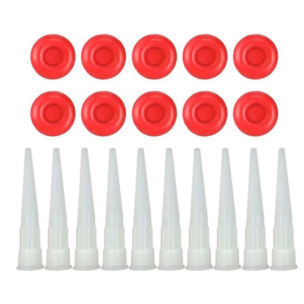 10 Set Caulking Nozzles Cap Red Caulk Saving Caulk Glue Tip Sealing Cap For Sealing And Preserving Leakproof Sleeve Tool