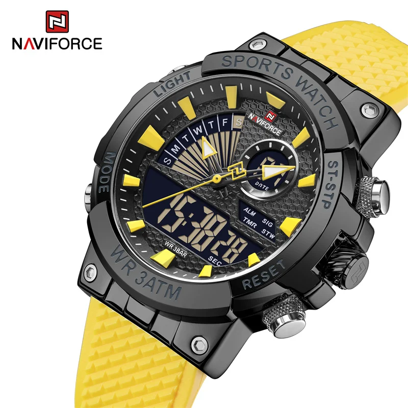 

NAVIFORCE Men Luxury Watch Digital Sport Chronograph Calendar Quartz Wristwatch Dual Time Luminous Waterproof Clock Reloj Hombre
