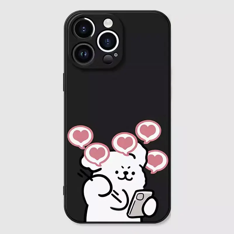 Funny Animal Dog Couple Phone Case for IPhone 16 15 Pro Max 13 12 11 XS MAX X 7 8 14Plus SE2 Shockproof Lovers Cover Fundas Skin
