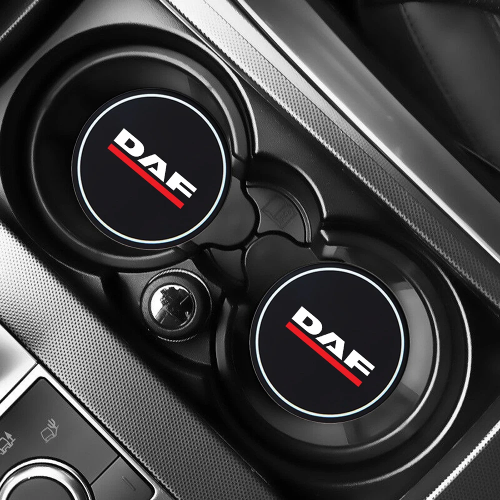 2Pcs Car Coasters Water Cup Slots Non-Slip Mat Waterproof Water Cup Mat Drink Pad For DAF XF 95 105 CF LF VAN Car accessories cup holder coasters car coaster pads