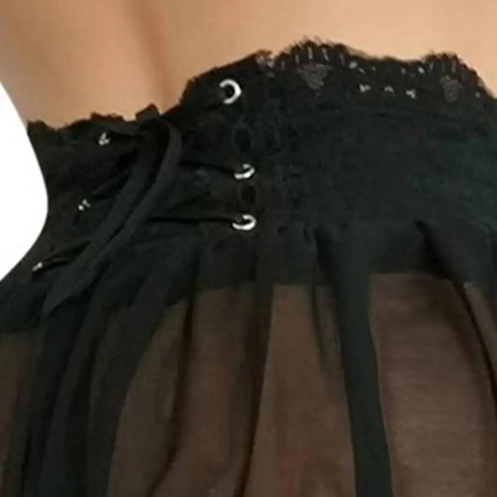 Women Skirt Sexy Mesh Adjustable Garter Belt Four-breasted Bandage Perspective Lace for Valentine's day