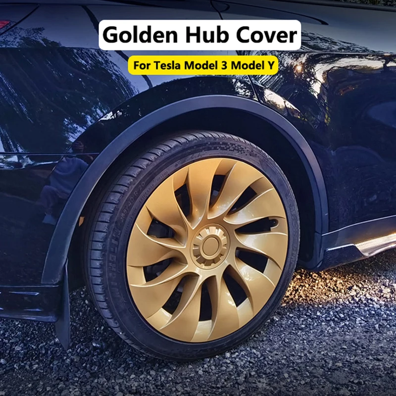 4pcs Gold Hub Cap Performance Wheel Cap 18 19 20 Inch Automobile Hubcap  Full Rim Cover Accessories For Tesla Model Y Hub Caps AliExpress