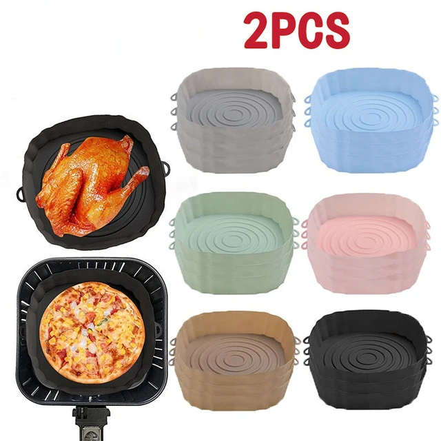 Air Fryer Silicone Tray Oven Baking Tray Pizza Fried Chicken Baking Tool  Reusable Liner Easy to Clean airfryer Silicone Basket