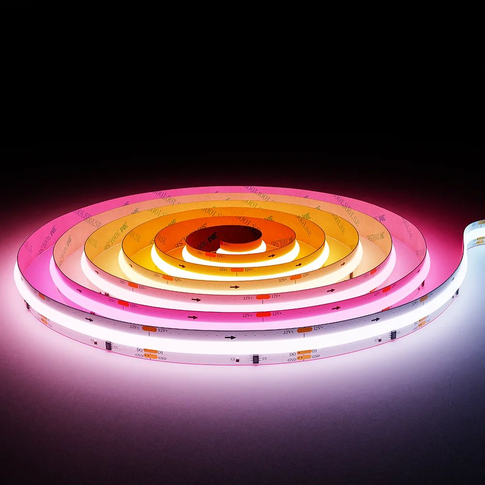 

WS2811 Address COB LED Strip Lighting 720Leds/M Dream Full Color 12mm PCB High Density Flexible COB Lights RA90 Tape DC12V 24V