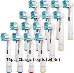 Premium Replacement Brush Heads - Pack of 16/20 for Sensitive and Cross Action Cleaning (16 Classic (white))