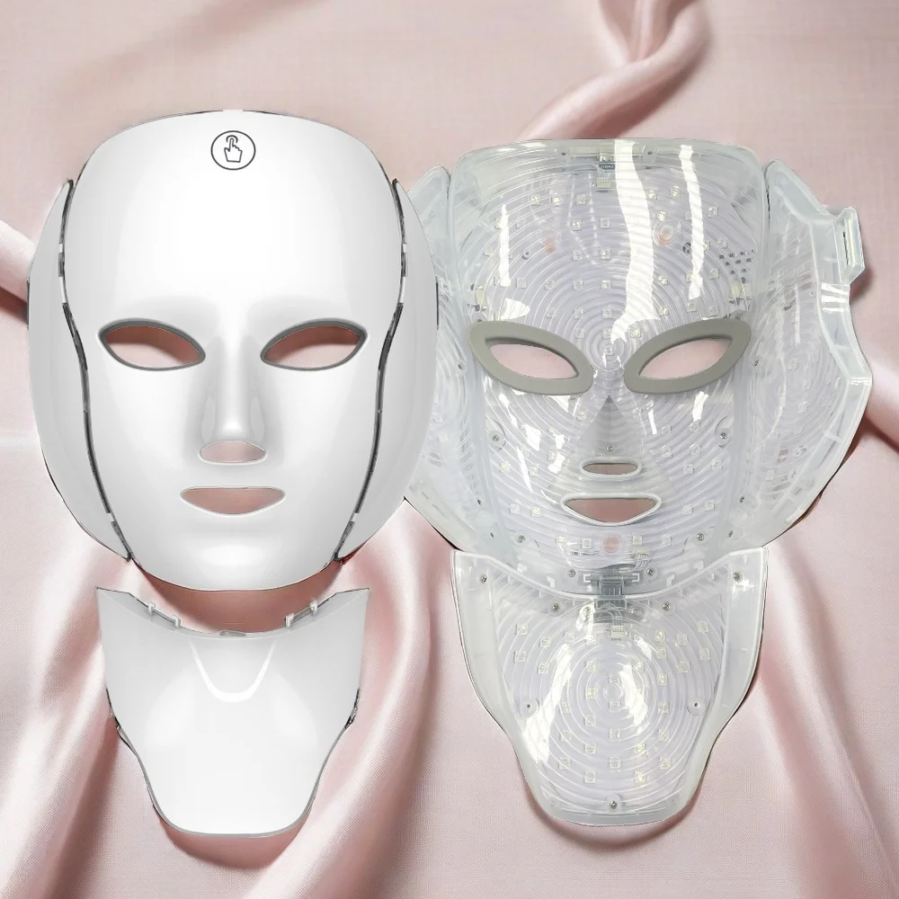LED Face Mask Red Light Therapy 7 Color Facial Beauty Neck-Face 192LEDs Facial Mask Wireless Home Use Beauty Lovely Gift