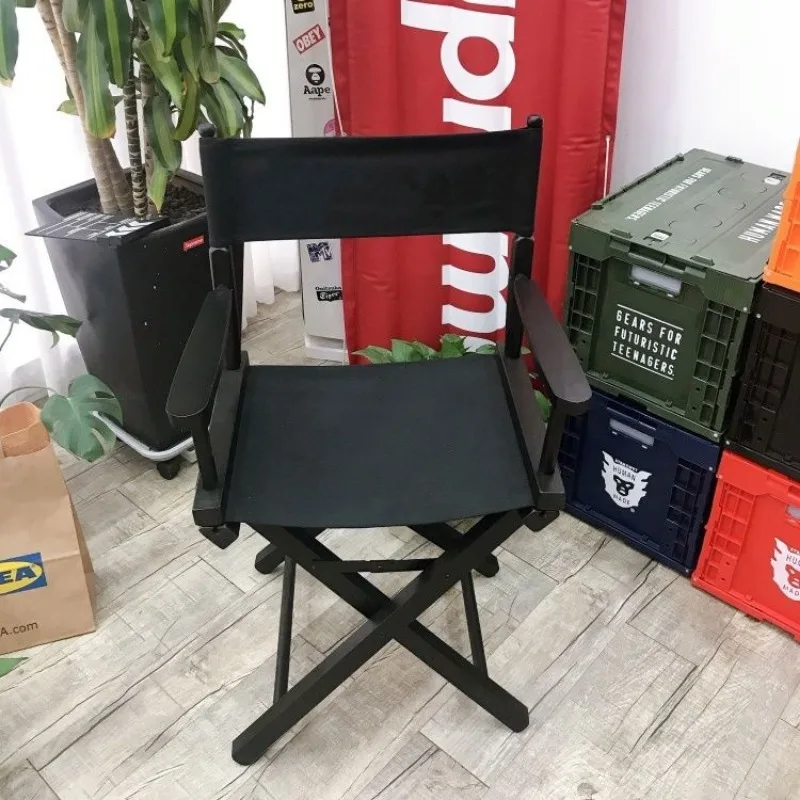 Solid Wood Bar Chairs Design High Folding Stool Modern Armchairs Portable Outdoor Bar Stools with Backrest Home Furnitures