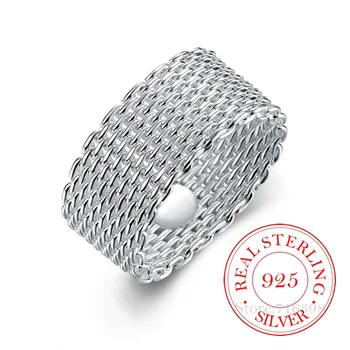 100% 925 anelli in argento Sterling per le donne argento tessitura anello largo personalità all'ingrosso moda OL donna ragazza festa regalo di nozze