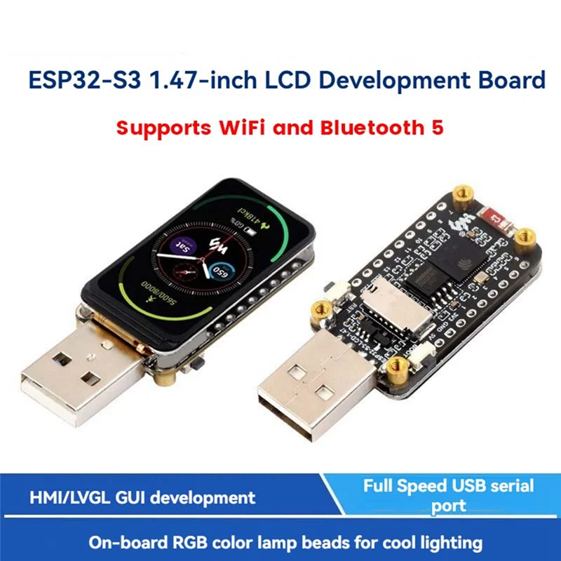 �پ ESP32-S3 ���� ���� 1.47��ġ LCD ���÷��� �º��� RGB �÷� ����ũ�� SD ī�� Ȧ�� ���� USB ���� ��Ʈ