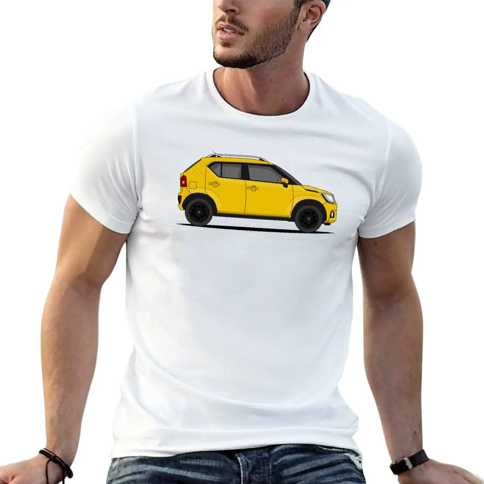 

New Yellow Japanese Compact Crossover T-Shirt vintage clothes T-shirt short Aesthetic clothing Men's t-shirt
