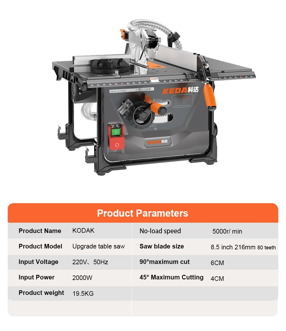 Electric Table Saw 220V 8.5 Inch Table Saw Solid Wood Metal Saw Laminate Cutting