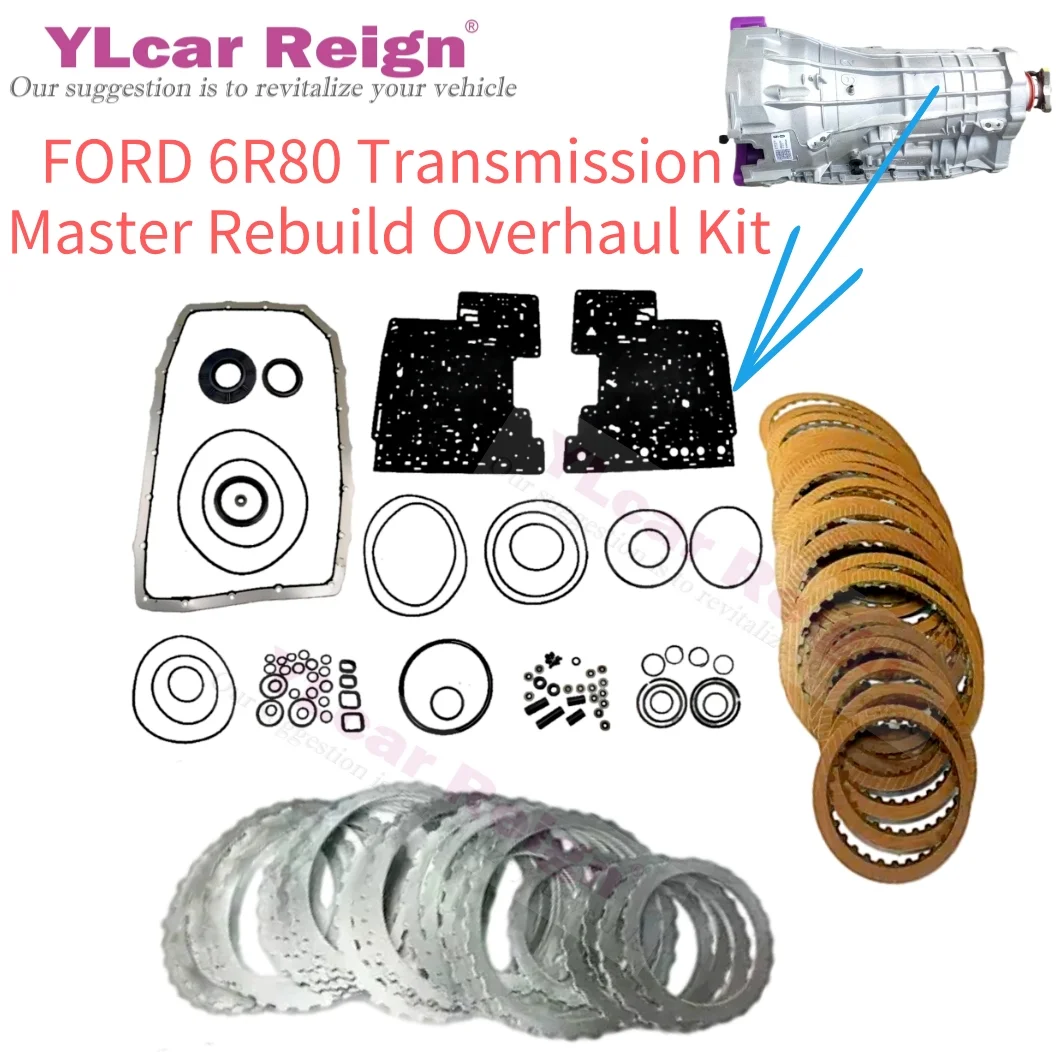 

6R80 Automatic Transmission Gearbox Master Rebuild Repair Overhaul Kit Seals Gasket O-rings Clutch Friction Steel Plate for FORD