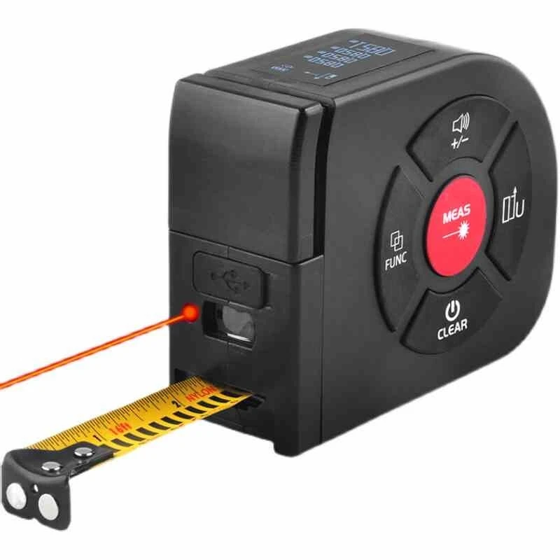 デジタルレーザー距離計、レーザー巻尺、スリーインワンインテリジェント電子測定定規、充電多機能