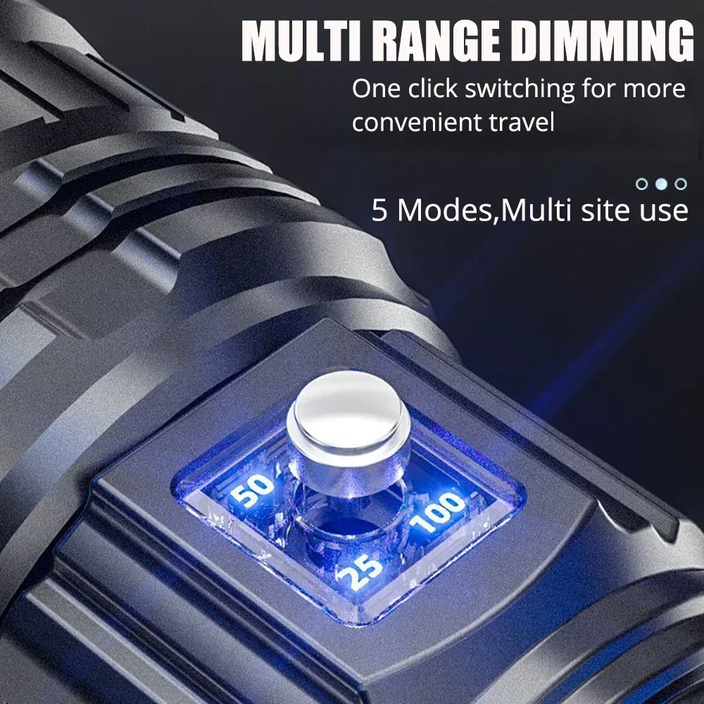 Description Picture 6 of item15000mah Built-in Battery 1000W Most Powerful Led Flashlights Tactical Flash Light Emergency Spotlights 4km Holiday Gifts
