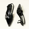 Sandals Ladies High Heels Spring Slides Shoes Fashion Women Thin Heels Shoes Buckle Strap Career Shallow Female Pumps Footwear 4