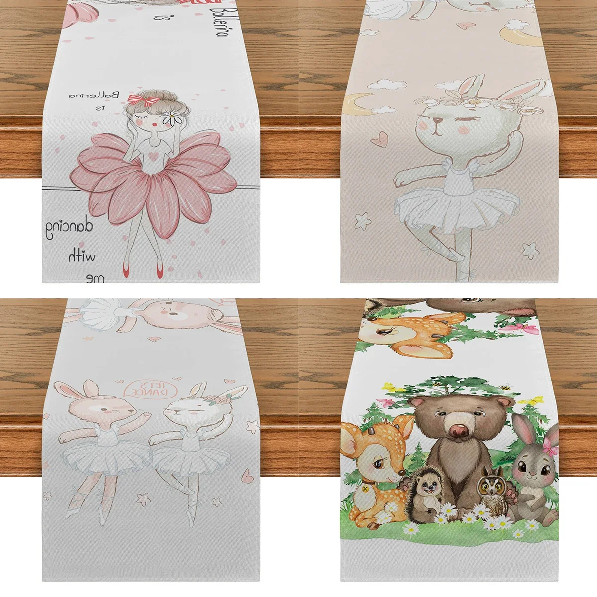 

Скатерть для стола в мультяшном стиле с изображением животных, свадебная скатерть, украшение для стола с изображением кролика, аксессуары, скатерть для стола