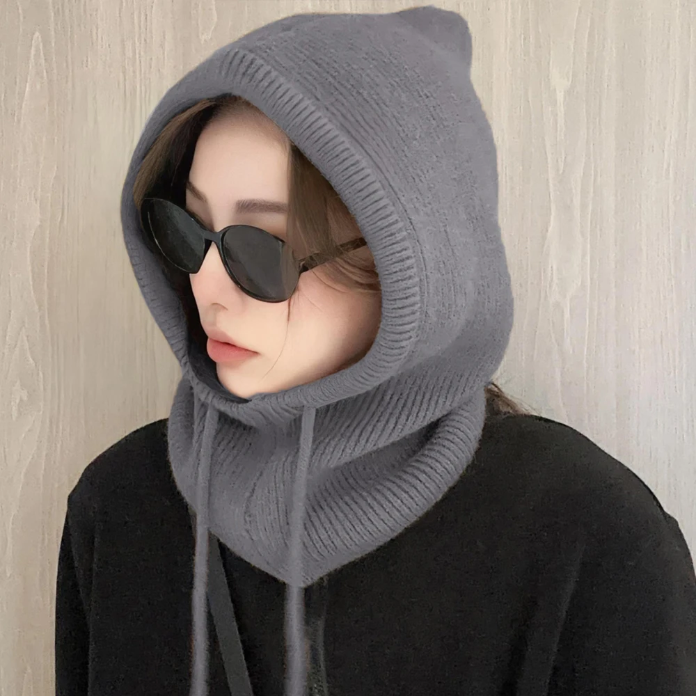 Cappello Invernale Con Sciarpa Incorporata OhMill - Passamontagna E Scaldacollo In Lana E Acrilico, Regolabile, Nero