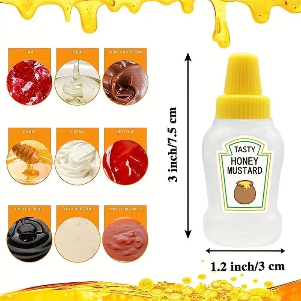 Condiment Squeeze Bottles 12pcs Mini Portable Set Easy To Fill and Use For Lunch Box & Picnic Dressing Dispensers