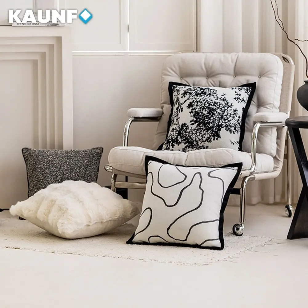 

KAUNFO Modern Style Geometric Pillow Covers Squared Cushion Cover Modern Sofa Cushion Cases Home Decor 45x45cm 1PC