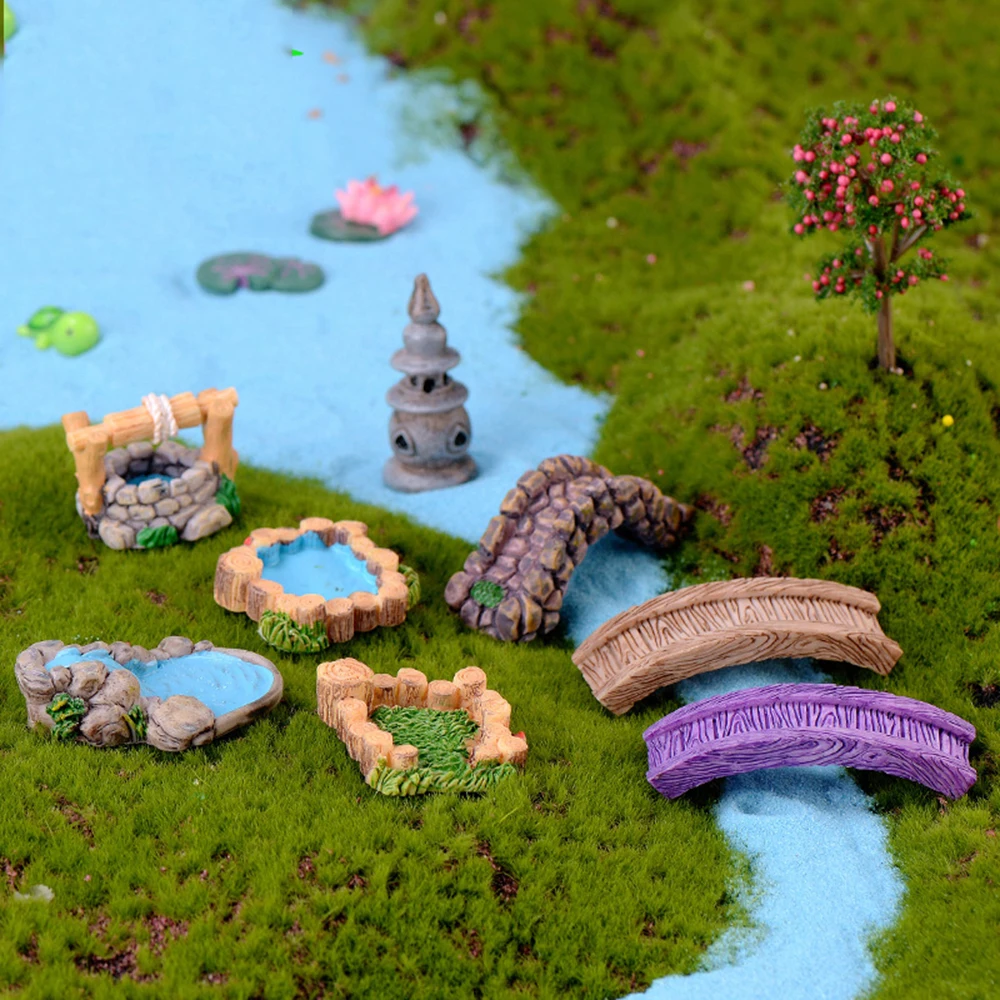 Resin House Miniatures Figurines Garden Decoration Outdoor Accessories Mini Crafts For Home garden Decor