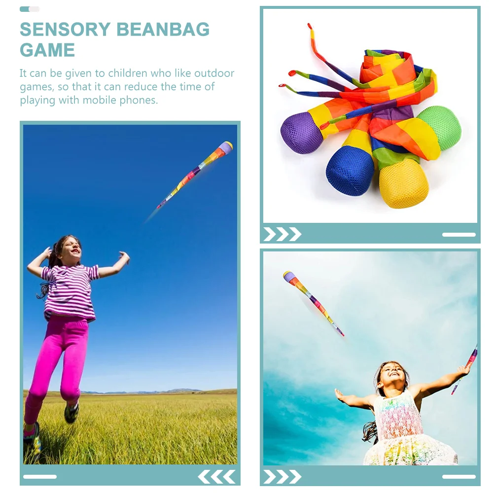 4 Pcs Training Equipment Children's Ball Toddler Bean Bags Game Silk Floss Tail Tossing Beanbag 3