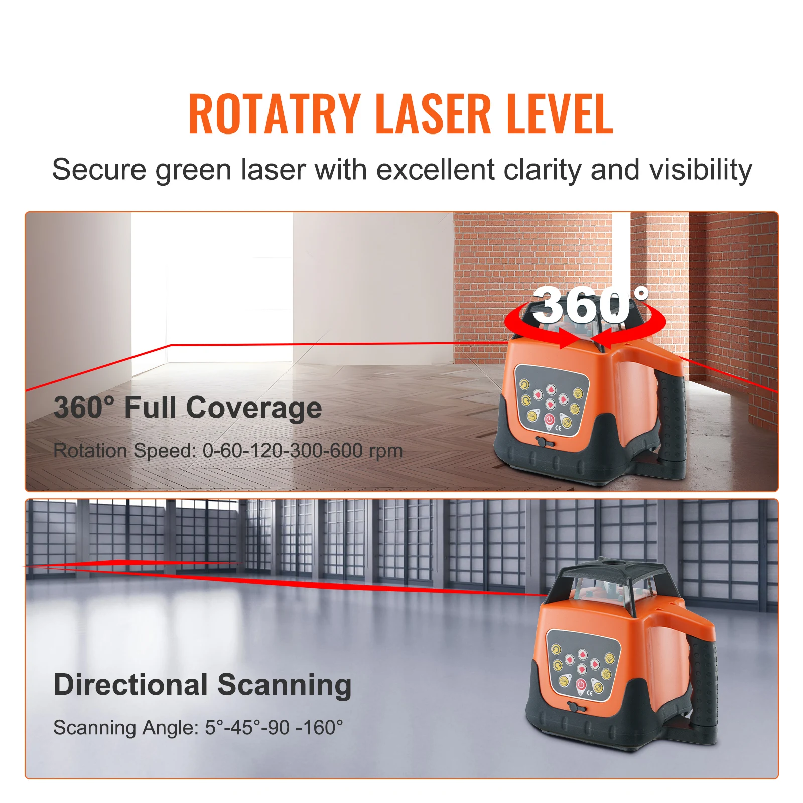 Waterproof Red Cross Line Laser Level with 360 Degree Rotation