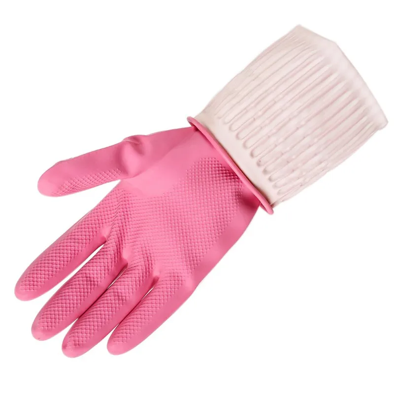 Home Pink Latex Household Gloves,Anti-Corrosion Non-Slip Reuable Household Gloves Dishwashing Gloves