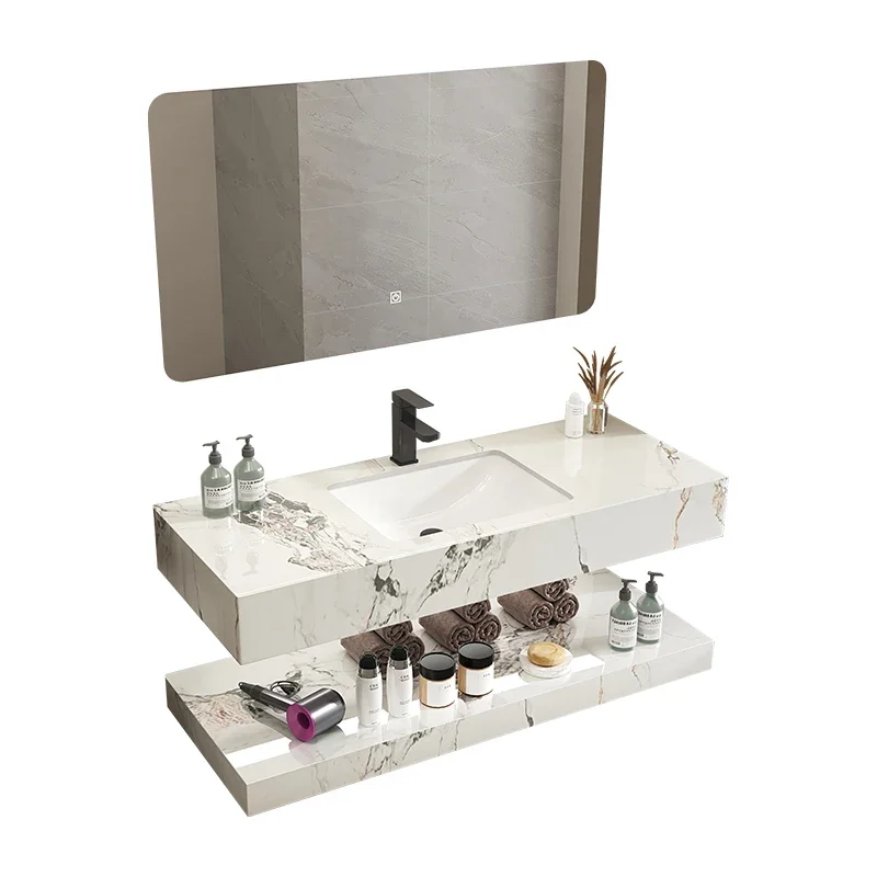 Slate wash basin Wall-mounted washbasin Household bathroom cabinet Toilet custom double-layer basin  combination 5
