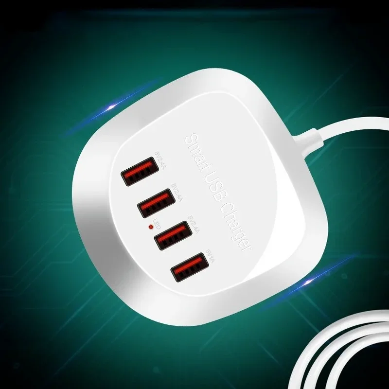 휴대폰용 멀티탭 다중 소켓, 휴대용 USB 포트 4 개, 스마트폰 태블릿 충전기, 데스크탑 소켓