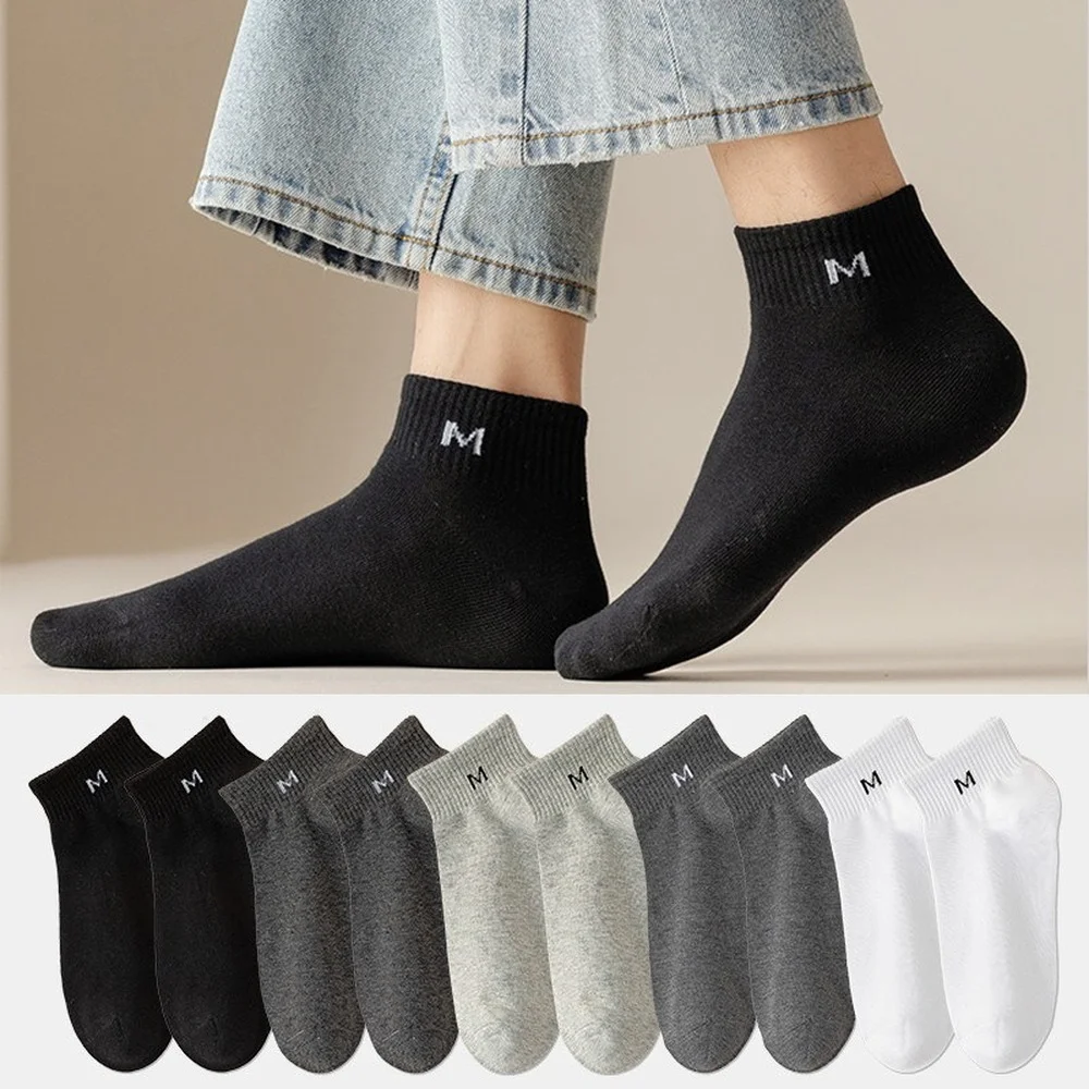 

5 Pairs Summer Men Socks Thin Cotton Socks Alphabet Sports Socks Ankle Socks Stockings Man Novelties Male Sock Funny Fun Print