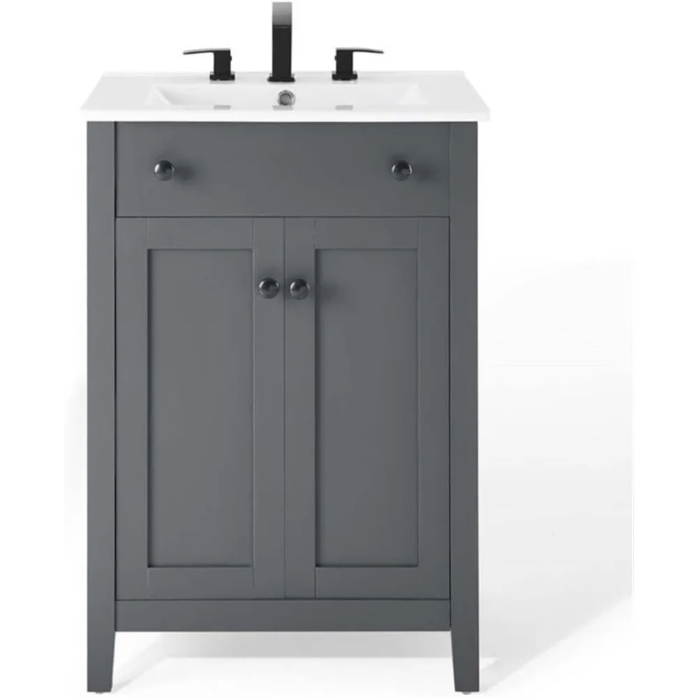 Classic modern minimalist design Bathroom vanity cabinet, 24 ", white sink, gray Product Dimensions 18"D x 24"W x 33"H 4