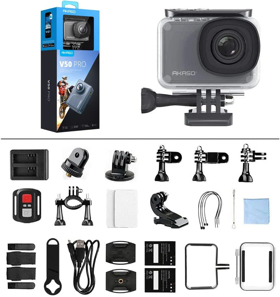 Akaso V50 Pro Native 4K 20MP Waterproof Action Camera 32GB Outdoor Mount Kit 