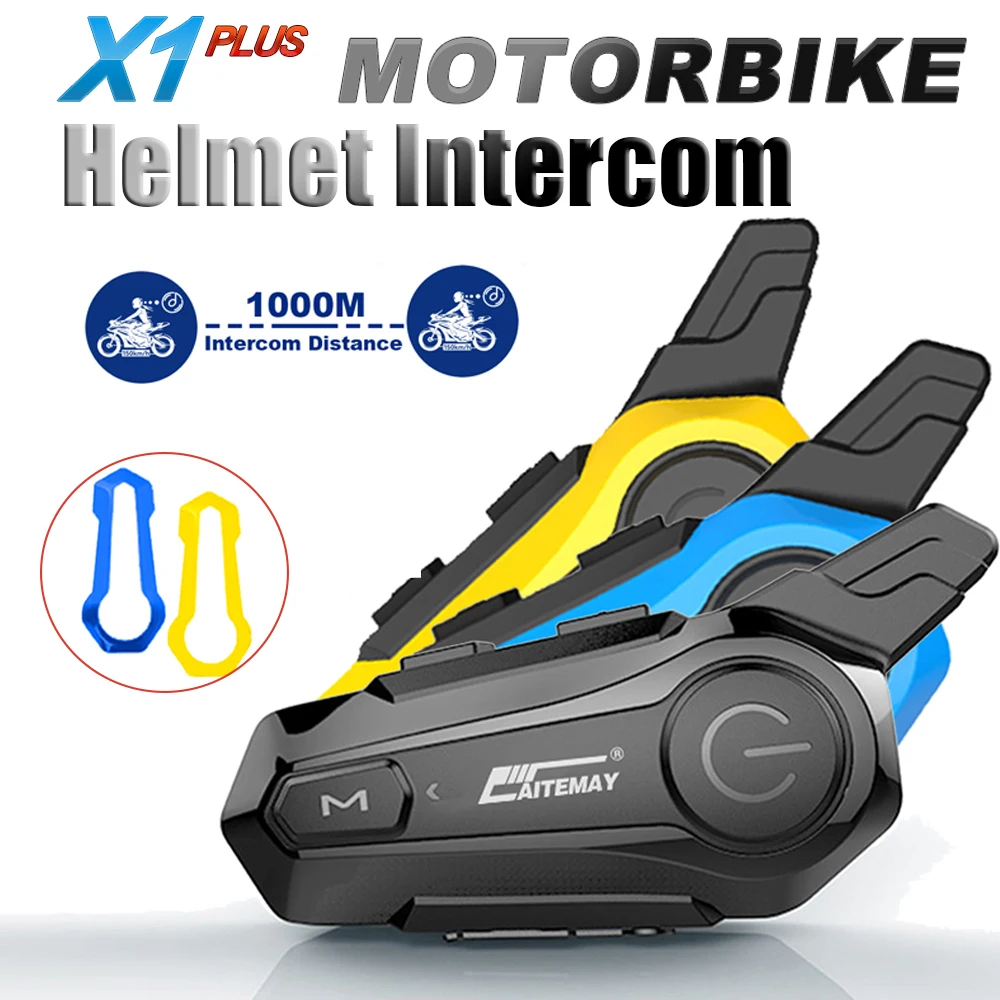 

Motorcycle Helmet Intercom Bluetooth Headset 1000M For 2 Riders intercomunicador Waterproof Noice Reduction Wireless Interphone