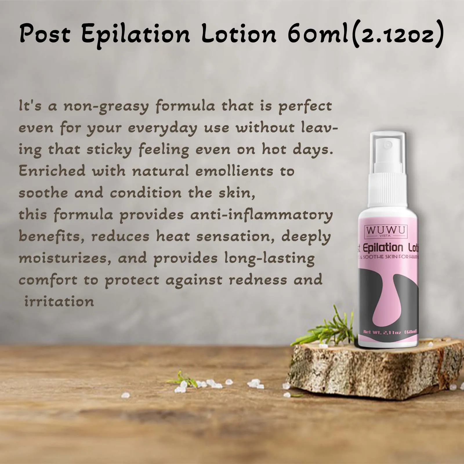 Post Epilation Lotion WUWUVISTA After Shave/Post Wax Treatment 2X60ml For Sensitive Skin-Calms&Soothes Skin After Waxing