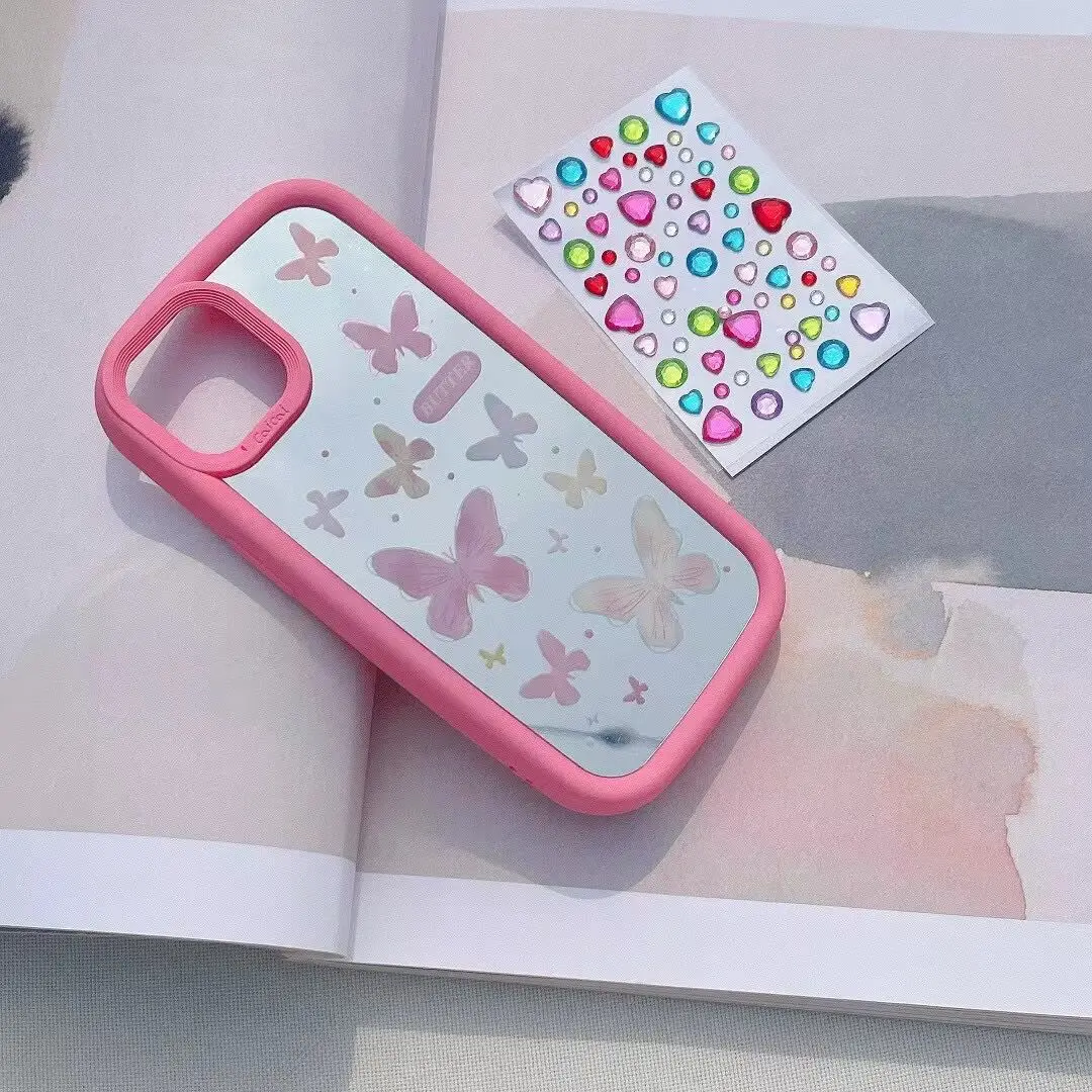

Mirror butterfly+colored diamond Phone Case For iphone 14 13 12 11 Pro Max X XR XSMAX 7 8 Plus SE TPU Case Cover new products