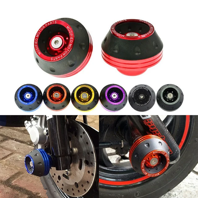 2Pcs Universal Motorcycle Crash Protector Aluminium Front Fork Protector Motorbike Motorcycle Wheel Protection Crash Cap Slider - Image 2