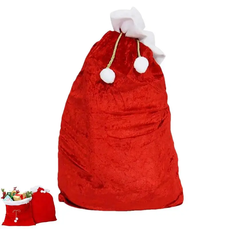 

Christmas Large Santa Claus Bags With Drawstring Red Velvett Santa Claus Bags For Christmas Gift Storage Bags Party Supplies