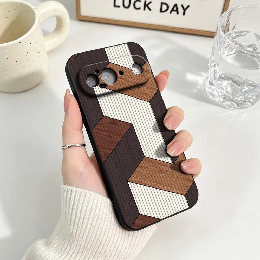 Vintage Wood Grain Pattern Black Soft Silicone Phone Case