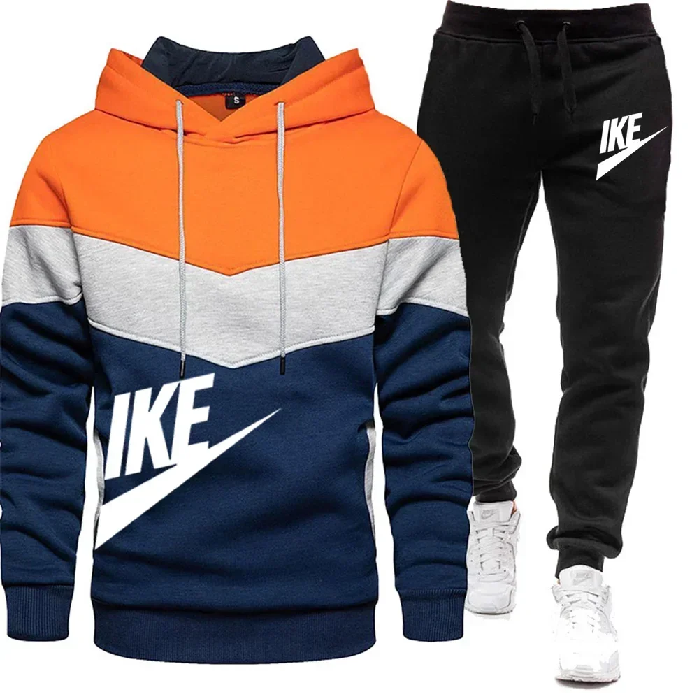 2023 New men's hooded sweatshirt and pants set, zippered casual sportswear, branded sportswear, autumn and winter novelty