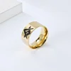 10mm Black Gold Plated Stainless Steel Men's Freemasonry Band Ring Cool Quality Titanium Mason Ring 4