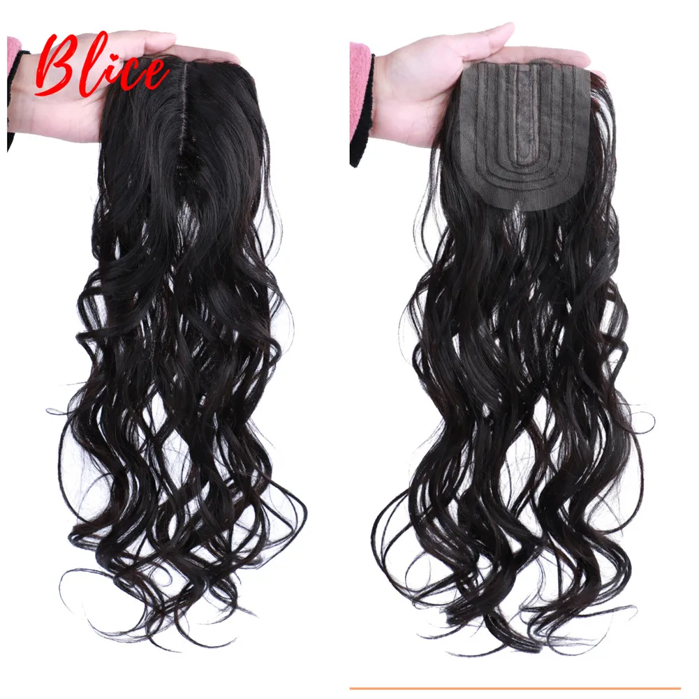 Blice Synthetic Wavy Bundle Curly Weave 3+1PCS/Pack Black Hair Extension with Lace Head LineFree Closure