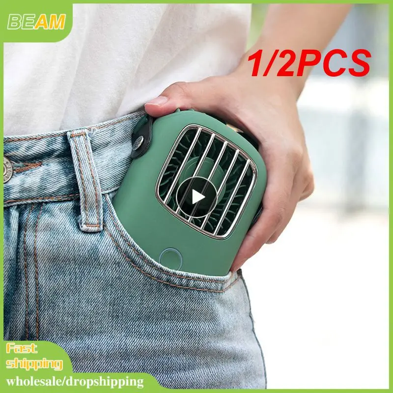 

1/2PCS Mini Portable Hanging Neck USB Fan Mute Handheld Desktop Fan with 3 Gears Adjustable Air Cooling Ventilador