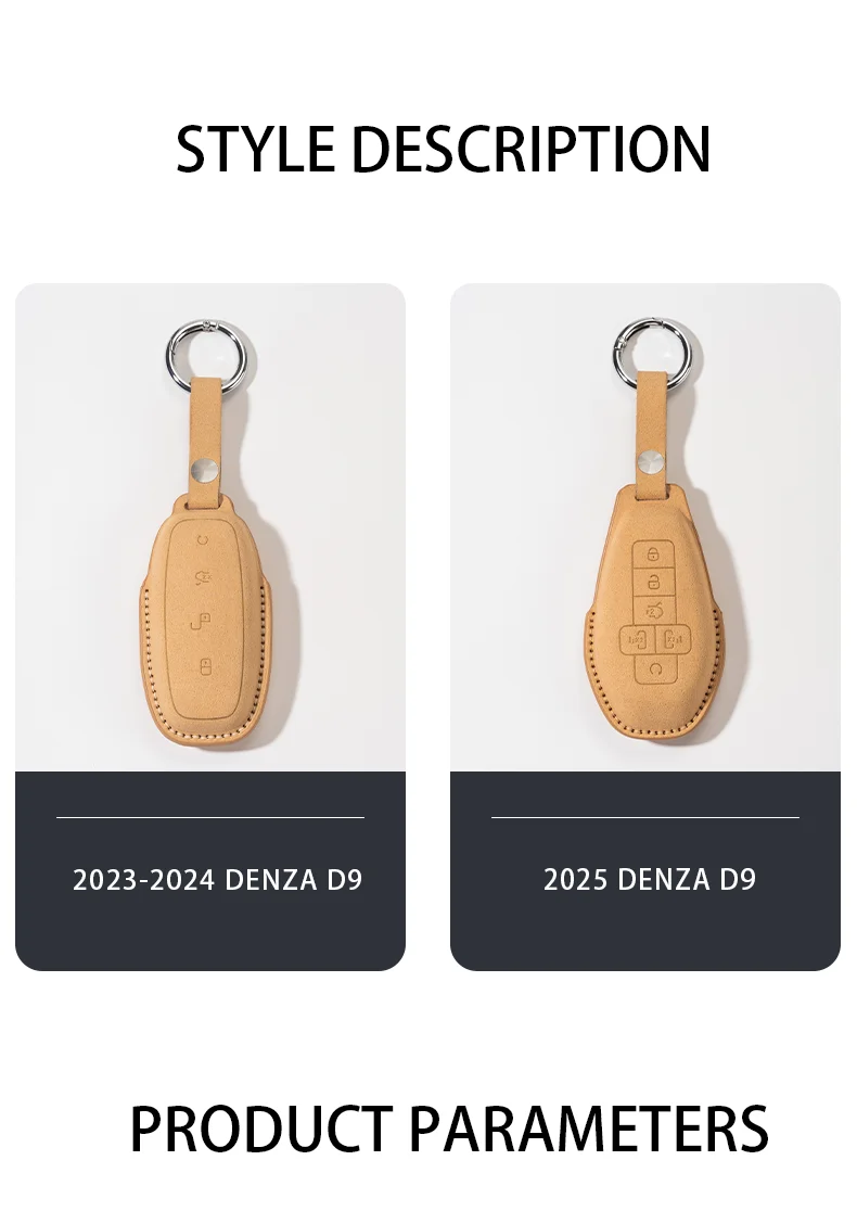 Suede keybag For DENZA D9 2025-2023 Remote key protection cover Suede keycase Ca
