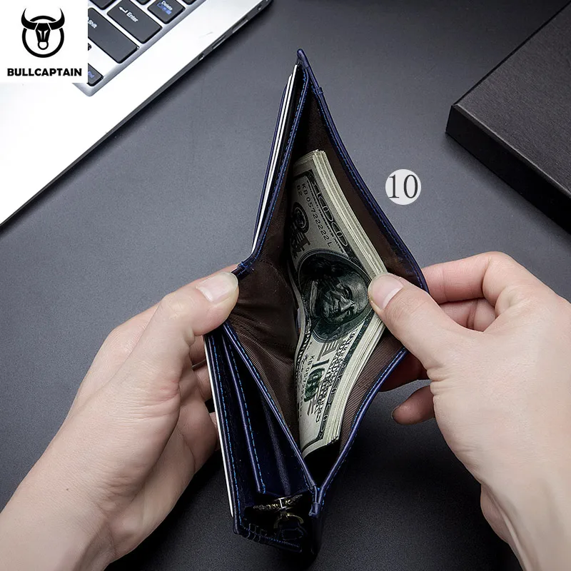 Bullcaptain Men's Wallet Rfid Vintage Genuine Leather Wallets for Men Credit Card Holder Purse Money Bag Wallet Man ﻿ 6