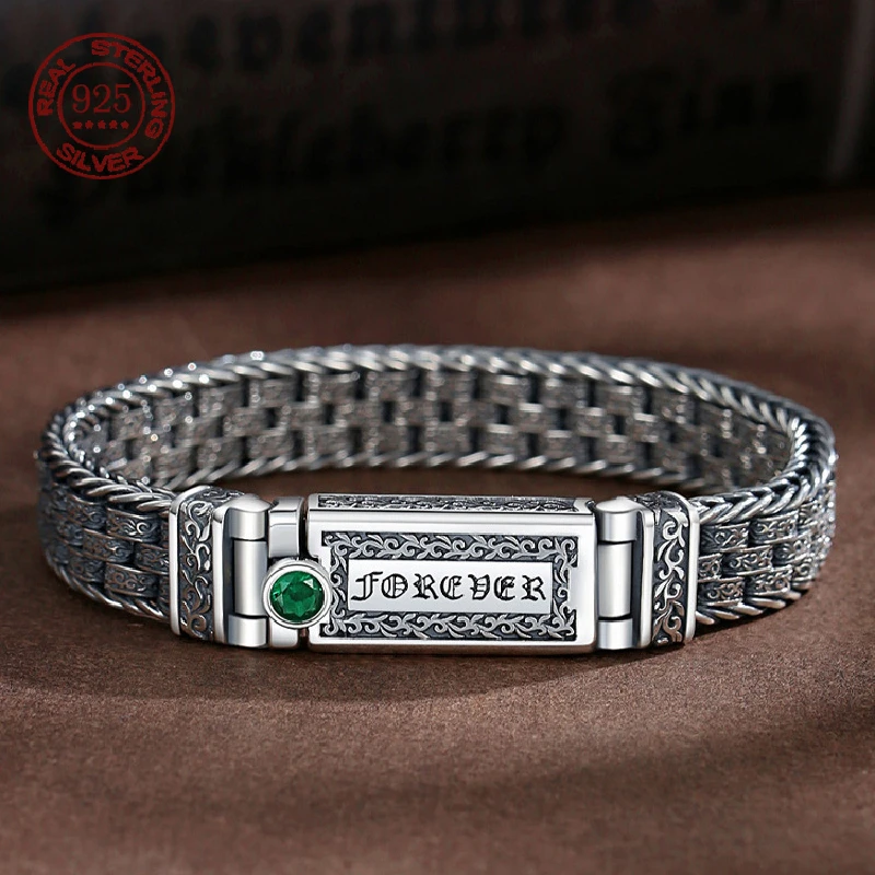 Pulsera De Plata De Ley 925 Para Hombre - Diseño Trenzado Ajustable, 18.5-22 Cm, Hecha A Mano