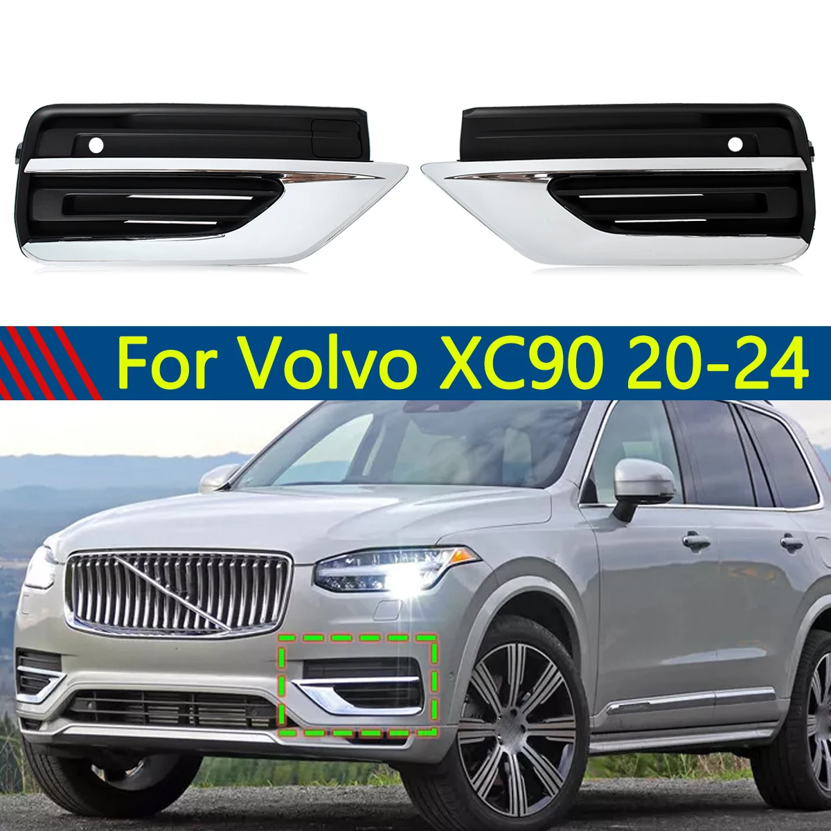 For Volvo XC90 Front Bumper Fog Light Grille Fog Lamp Grill