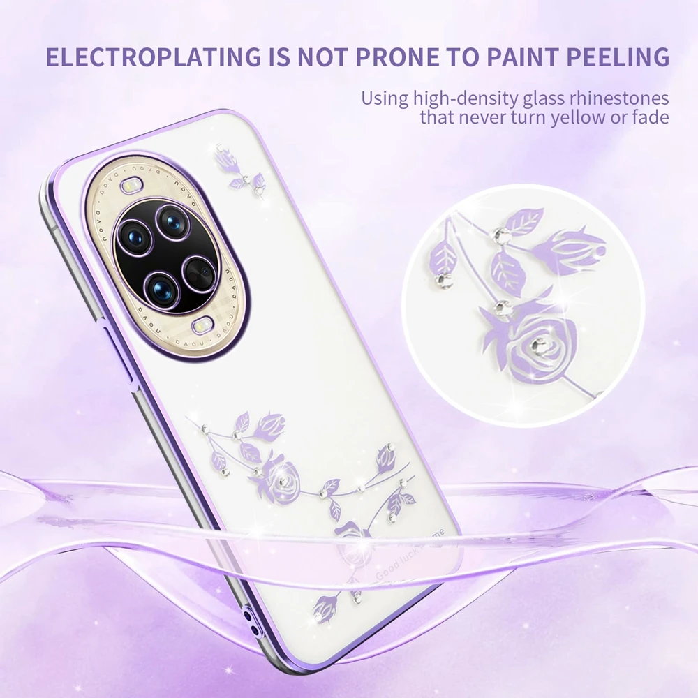 Radiant Rhinestone Glitter Transparent Phone Case with Soft TPU Back Cover