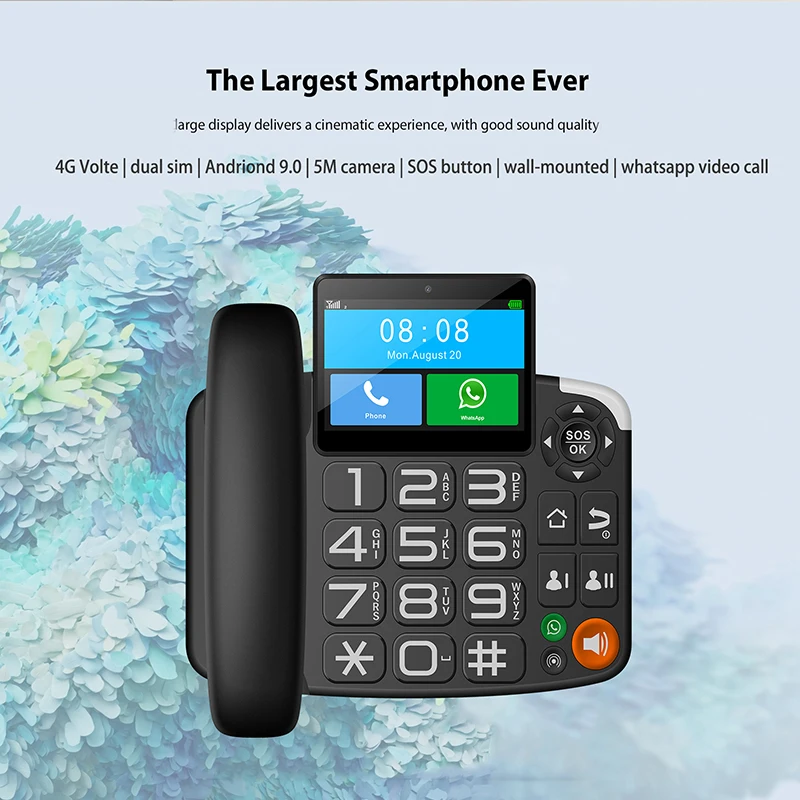 Wireless Landline Smart Telephone 8 Inch  Bluetooth Phone  Video Telephone Tablet Phone for Home/office/hotel 4g call android 10 ai visual smart desk phone lte 8 inch video telephone android desktop phone for hospital and healthcare use