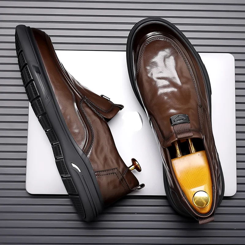 Men Leather Shoes Oxford Dress Shoes Gentleman's Stylish Business Formal Shoe Flats Wedding Shoes Elegant Patent Leather Loafers
